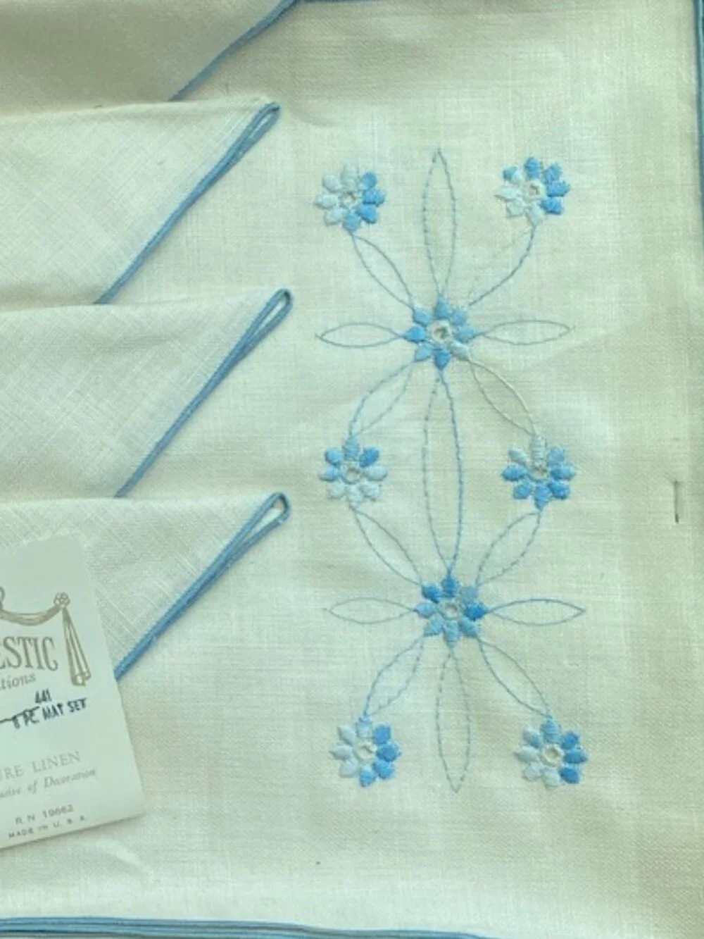 Vintage/Antique Linen Placemats and Napkins, New Old Stock, In Original Box